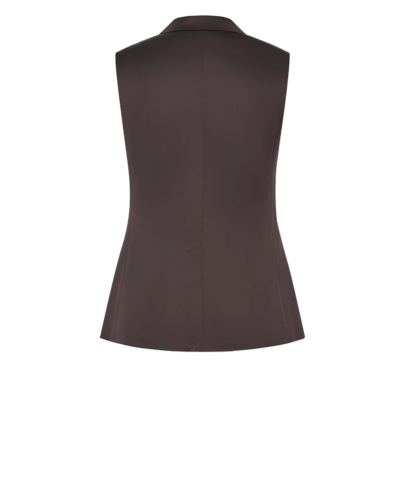 City Chic Plus Rylie Satin Double-Breasted Tailored-Fit Vest