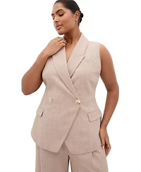 City Chic Plus Luci Tailored Sleeveless Collared Vest