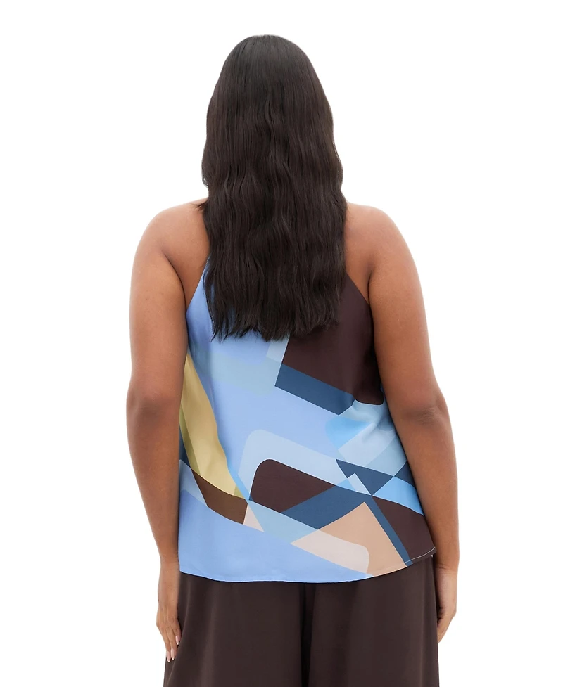 City Chic Plus Chloe Abstract Print Cowl Neck Top