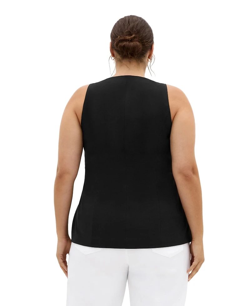 City Chic Plus Jaz Square-Neckline Sleeveless Vest