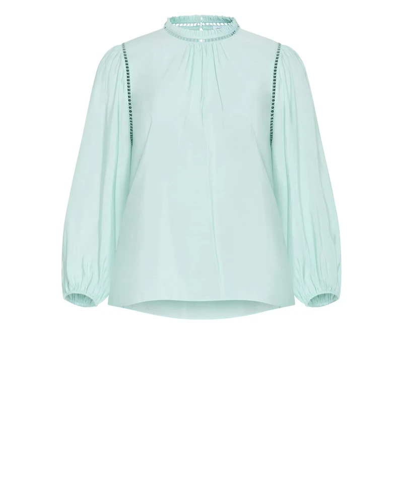City Chic Plus Lorena Mock-Neck Ladder-Stitch Detail Top