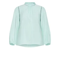 City Chic Plus Lorena Mock-Neck Ladder-Stitch Detail Top