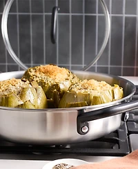 Zwilling Milano 4-Quart Tri-Ply Stainless Steel Covered Saute Pan with Glass Lid