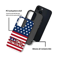 Lisen 2-Layer Usa Flag Phone Case for Apple iPhone 15