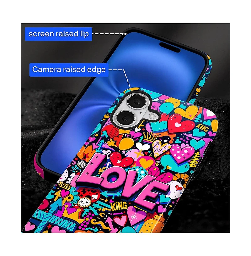 Lisen Pop Love Dual-Layer Anti-Slip Grip Phone Case Compatible with Apple iPhone 15 Plus