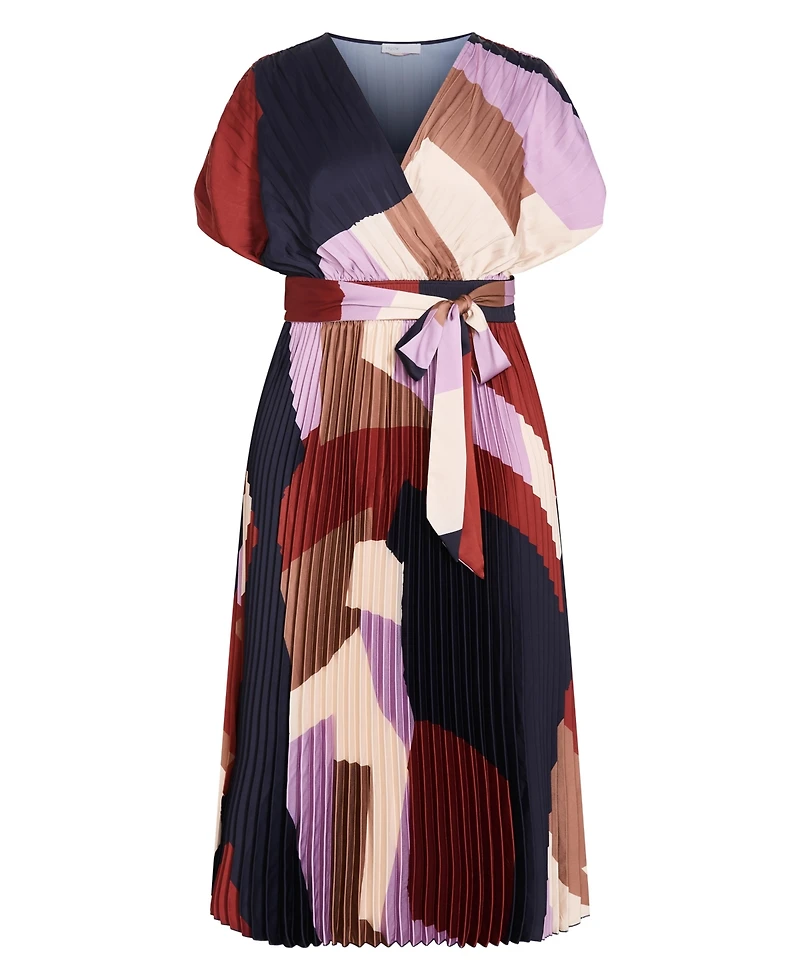 City Chic Women's Print Pleat Midi Dress