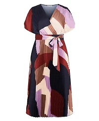 City Chic Women's Print Pleat Midi Dress