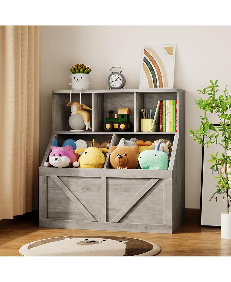2 Set of Kids Bookshelf and Toy Storage Organizer, Nursery and Playroom, Children s Bookcase with Cabinet, Versatile for Home, School and Daycare Use