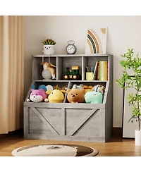 2 Set of Kids Bookshelf and Toy Storage Organizer, Nursery and Playroom, Children s Bookcase with Cabinet, Versatile for Home, School and Daycare Use