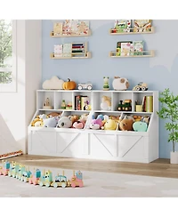 2 Set of Kids Bookshelf and Toy Storage Organizer, Nursery and Playroom, Children s Bookcase with Cabinet, Versatile for Home, School and Daycare Use