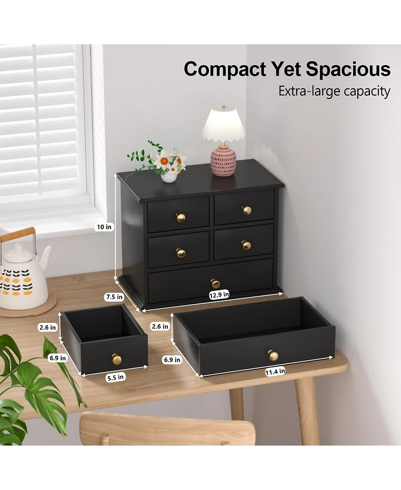 Danrong Solid Wood Desktop Organizer With Metal Handles Non Slip Pads Multi Purpose Storage For Home Office