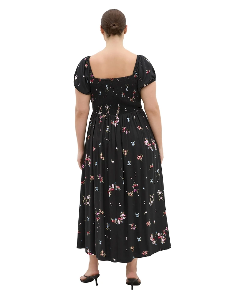 City Chic Women's Plus Size Abbie Short Sleeve Petal Print Midi Dress
