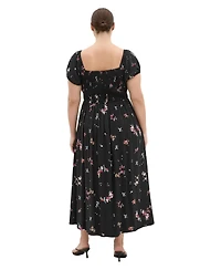 City Chic Women's Plus Size Abbie Short Sleeve Petal Print Midi Dress