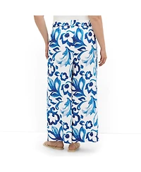 City Chic Plus Resort Print High-Rise Wide-Leg Pants