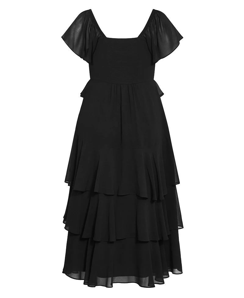 City Chic Women's Sienna V-Neck Ruffle-Tiered Maxi Dress