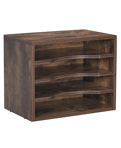Danrong Desktop File Organizer Adjustable Shelves Wooden Paper Tray Sorter