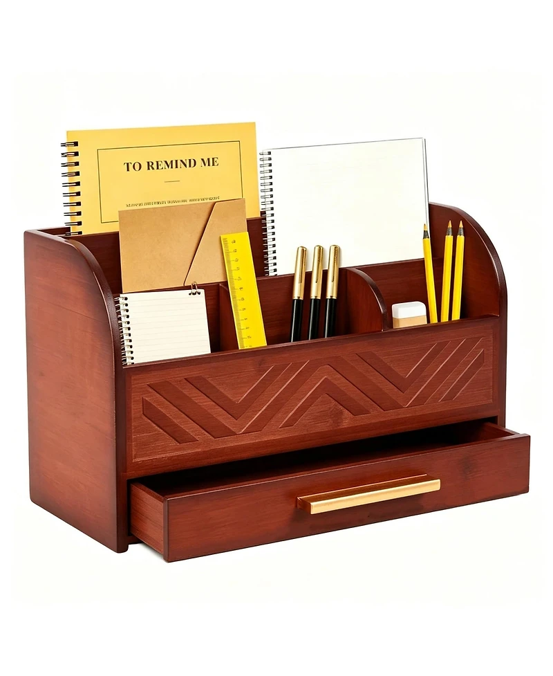 Danrong Desk Organizer With Drawer Pen Holder Mail Sorter For Home Office School