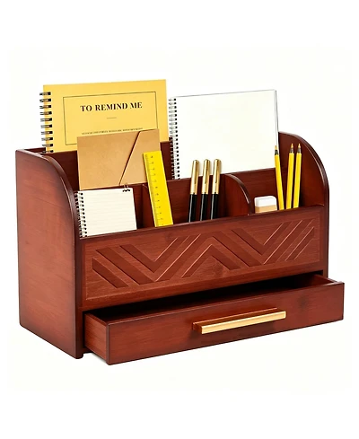 Danrong Desk Organizer With Drawer Pen Holder Mail Sorter For Home Office School