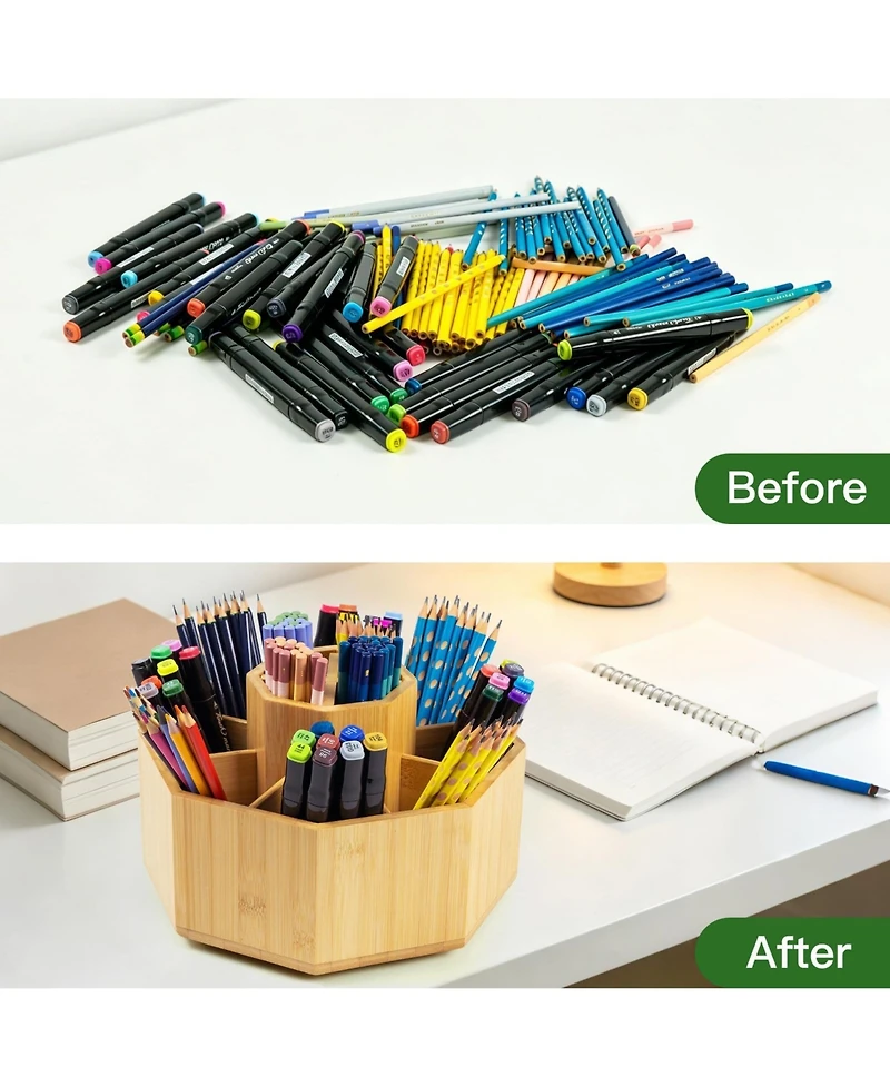 Danrong 360 Degree Rotating Desktop Organizer Pen Holder Storage