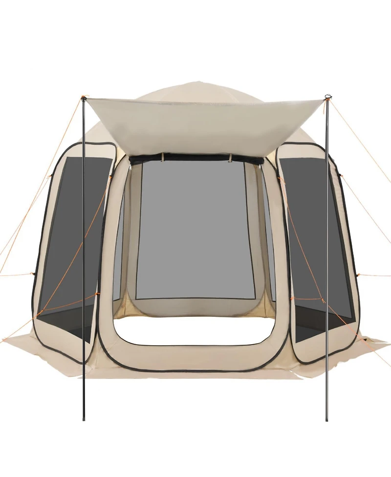 ECHTPeak Screen House Tent, 4-8 Person Pop Up Screen Tent with Extended Awning, Portable Screened in Canopy with Carry Bag