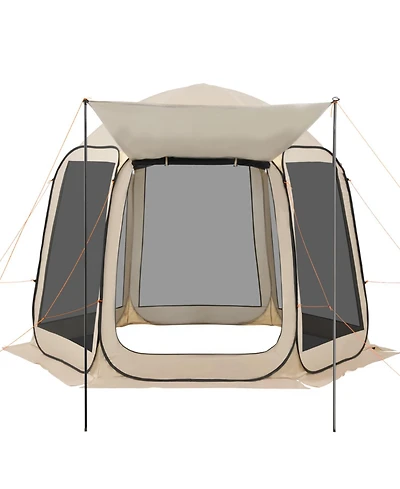 ECHTPeak Screen House Tent, 4-8 Person Pop Up Screen Tent with Extended Awning, Portable Screened in Canopy with Carry Bag