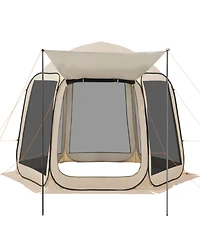 ECHTPeak Screen House Tent, 4-8 Person Pop Up Screen Tent with Extended Awning, Portable Screened in Canopy with Carry Bag