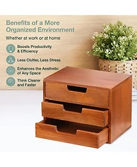 Danrong Stackable 3 Drawer Modern Wood Desktop Storage Organizer