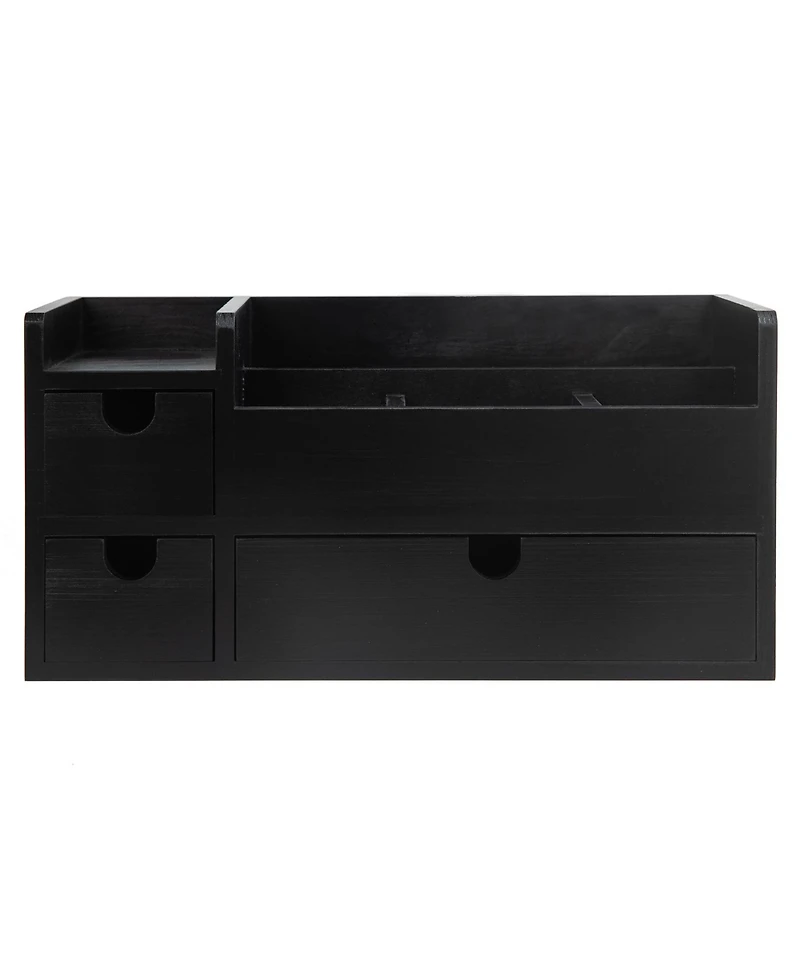 Danrong Rustic Solid Wood Desktop Organizer With Removable Drawers Storage Compartments