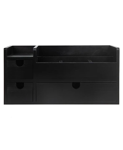 Danrong Rustic Solid Wood Desktop Organizer With Removable Drawers Storage Compartments
