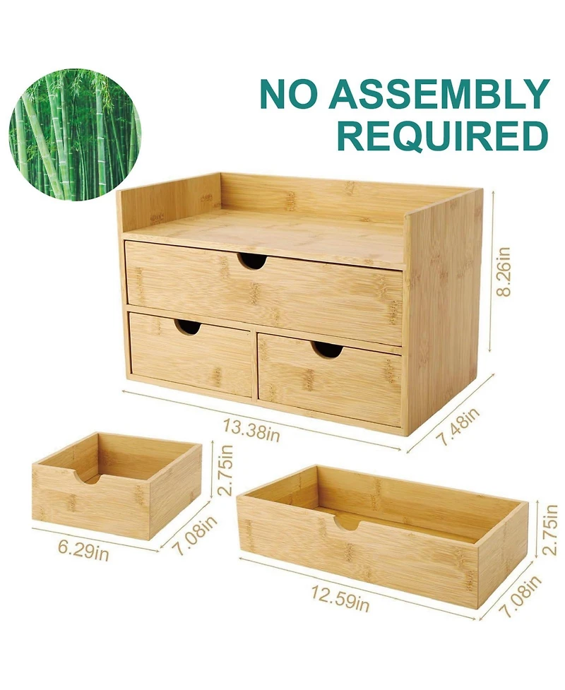Danrong 3 Drawer Desk Organizer With Open Shelf Makeup Storage Tabletop For Home Office Bathroom