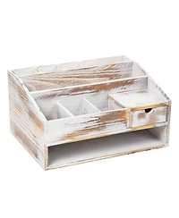 Danrong Rustic Wood Desktop Organizer Multifunctional Office Home Storage