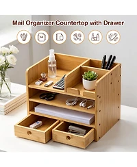 Danrong 4 Tier Desk Organizer With Drawers Open Shelves Multi Compartment Storage For Home Office