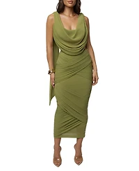 Jluxlabel Women's Divine Drape Cowl Neck Draped Top and Skirt Set