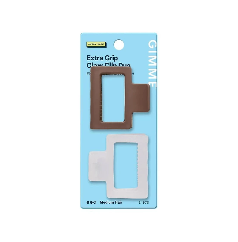 Gimme Beauty Square Extra Grip Claw Clip Double Teeth Accessory Set Perfect for Medium Hair 2 Pack