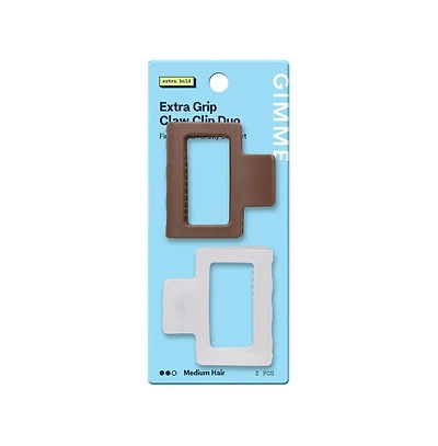 Gimme Beauty Square Extra Grip Claw Clip Double Teeth Accessory Set Perfect for Medium Hair 2 Pack