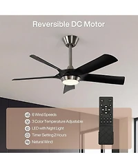 Tribesigns 52" Modern Ceiling Fan with Light Remote Control, Dimmable Led Reversible Fan Light