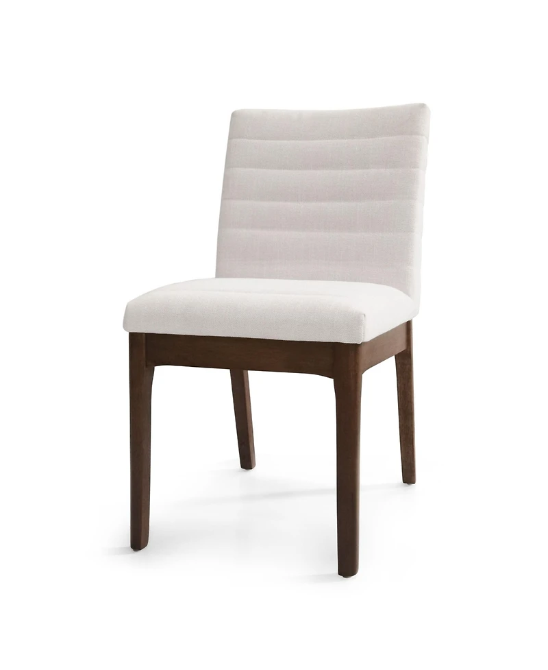 Boyel Living 2-Piece Mid-Century Dining Chairs, Upholstered Parsons Chairs with Channel Stitching and Solid Rubberwood