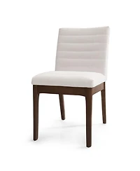 Boyel Living 2-Piece Mid-Century Dining Chairs, Upholstered Parsons Chairs with Channel Stitching and Solid Rubberwood