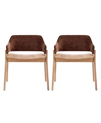 Boyel Living 2-Piece Upholstered Dining Chairs with Arms, Fabric and Natural Rubberwood Frame, Farmhouse Chairs