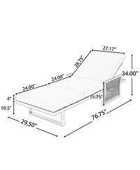 Asagikoiai 5-Position Adjustable Outdoor Chaise Lounge with 3-Fold Cushion for Pool or Backyard