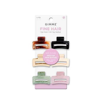 Gimme Beauty Fine Hair Small Rectangle Claw Clips Mini Claws for Fine and Thin Hair Designer Non Slip Accessories 6 Pack