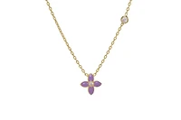 Lily Nily Girls Enamel Flower and Cubic Zirconia Bezel Station Necklace in 14k