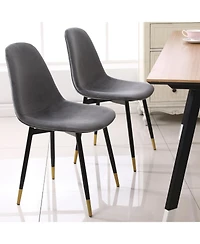 Flynama 5-Piece Contemporary White Round Dining Set, Mdf Table and 4 Velvet Chairs