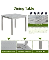 Flynama 5-Piece Wooden Dining Table Set with Upholstered Chairs, Crystal Accent Square Dining Set for Kitchen and Dining Room