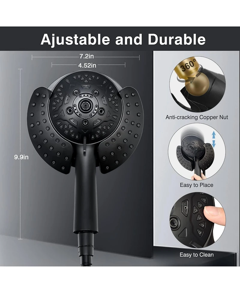 Cyqbd 2.5 Gpm Shower Head Handheld Rain 2-in-1 Hose Trim