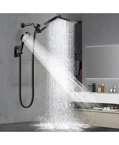 Cyqbd 12" Shower Head Rain Handheld Spray Extension Arm Flow Regulator System