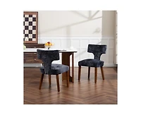 Flynama Set of 2 Chenille Mid Century Dining Chairs, Upholstered Kitchen Chairs