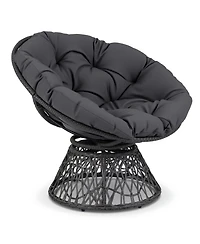 Slickblue Wicker Papasan Lounge Chair with 360degree(s) Swivel Base and Thick Cushion