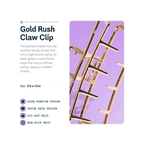 Gimme Beauty Gold Rush Claw Clip Metal, Rectangle Clip for Long, Thick and Curly Hair Comfortable and Fashionable