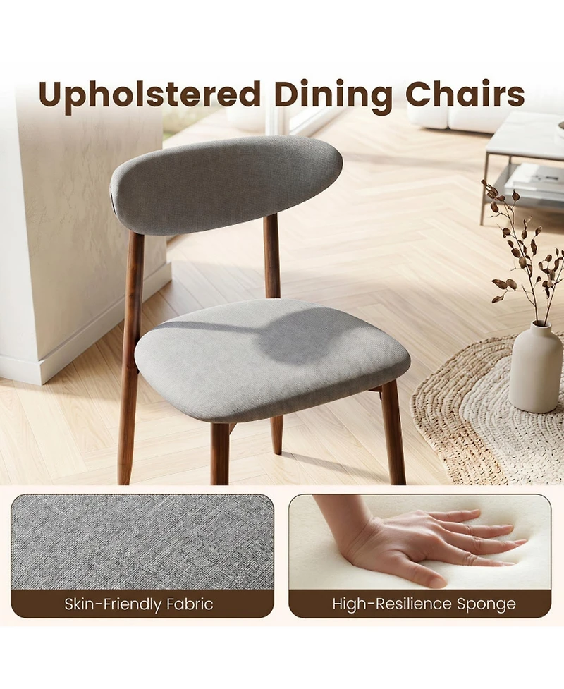 Sugift Set of 4 Fabric Upholstered Dining Chairs with Curved Backrests